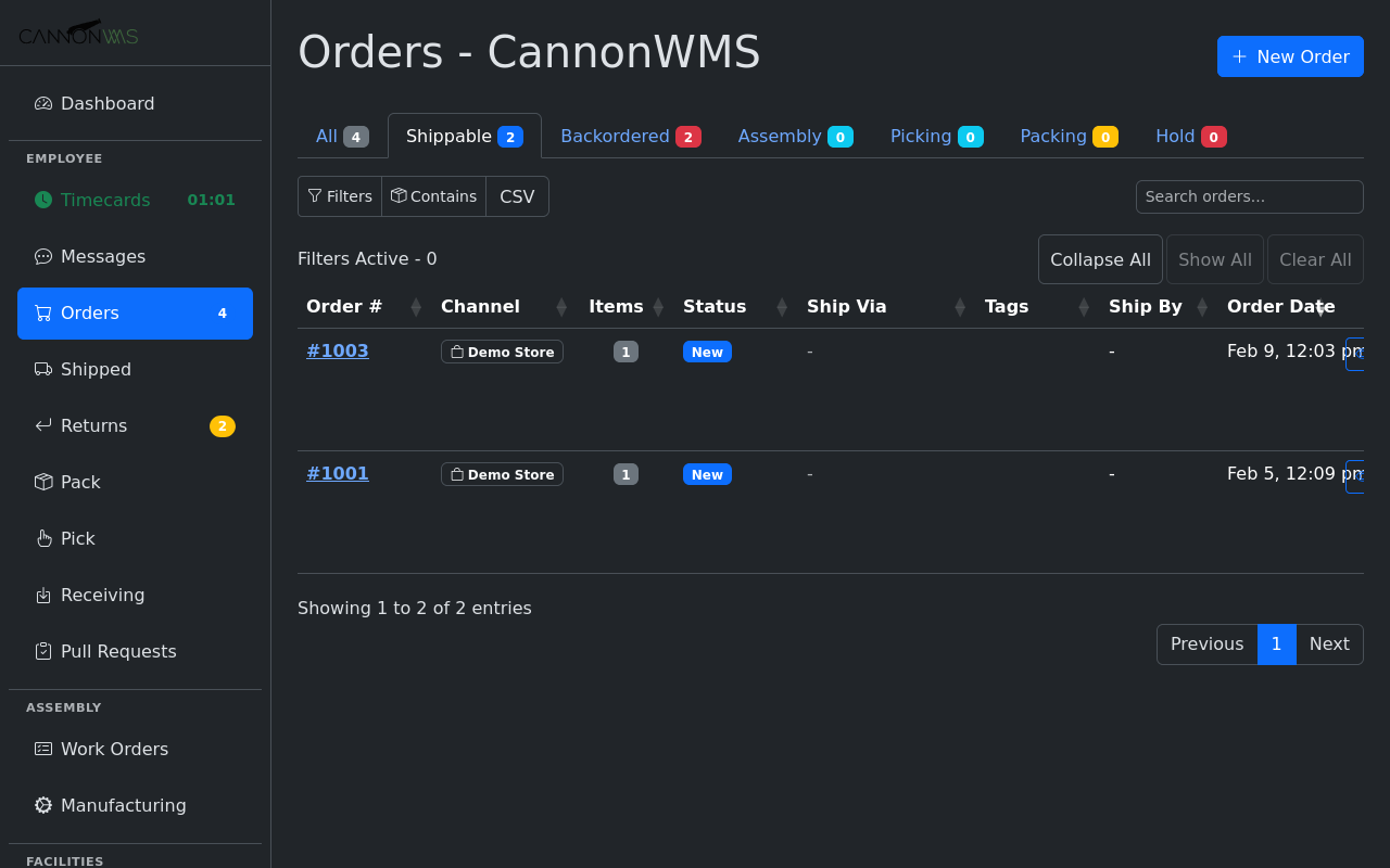 Bundle shipping orders view