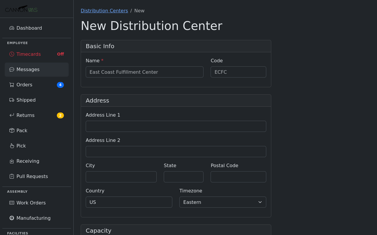 Create distribution center
