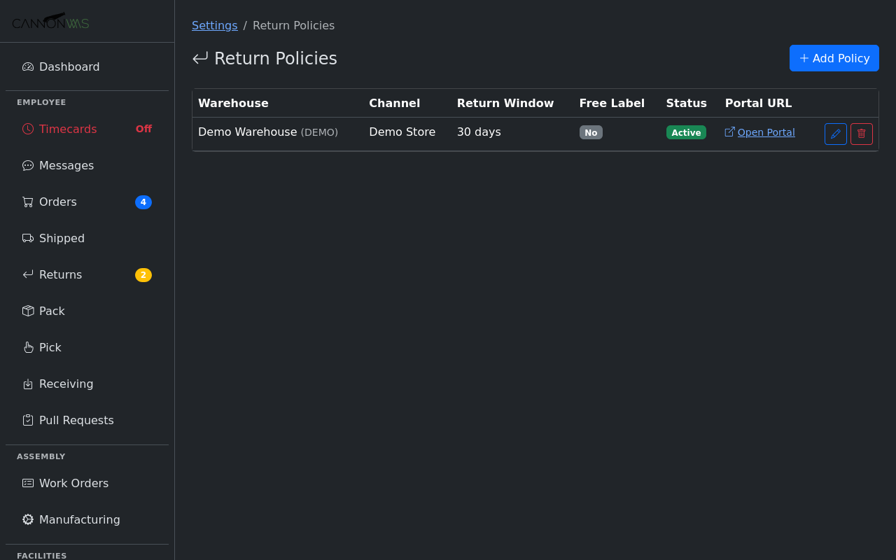 Customer Returns Portal