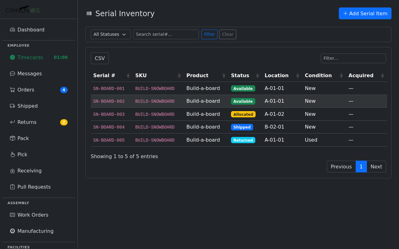 Serialized Inventory