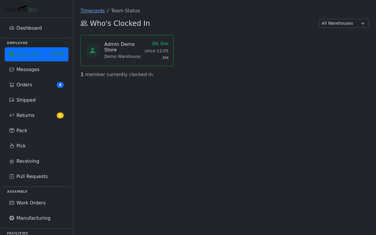 Team timecard status view